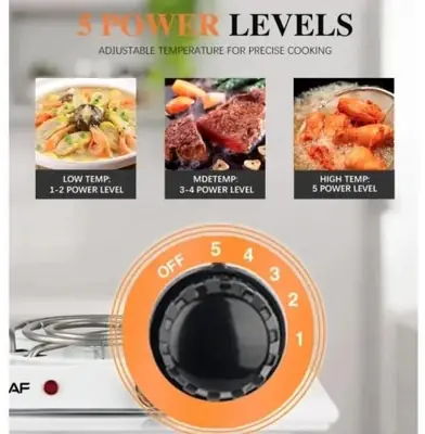 Electric Stove 1000W Stainless Steel White Compact thumbnail 5