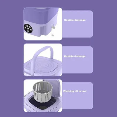 Portable Mini Washing Machine Purple Rechargeable ABS thumbnail 3