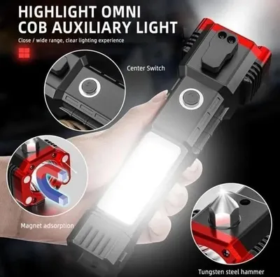 Rechargeable LED Flashlight with Window Hammer Black thumbnail 2