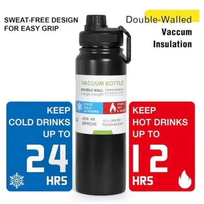 Vacuum Stainless Steel Water Bottle Blue 12Hr Cold thumbnail 2