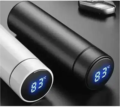 Digital Temperature Water Bottle Black Stainless Steel 3cm thumbnail 3