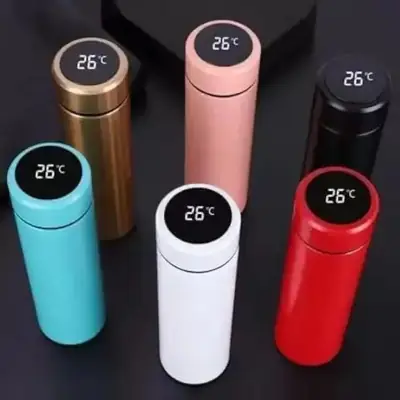 Digital Temperature Water Bottle Black Stainless Steel 3cm thumbnail 4
