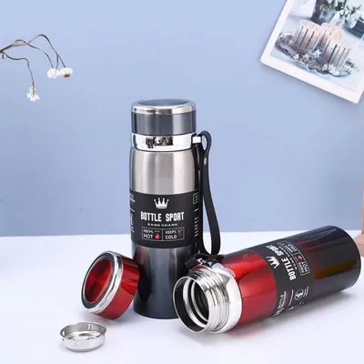 Stainless Steel 50ml Travel Water Bottle Black Red thumbnail 2