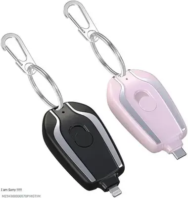 USB-C Keychain Power Bank Black Pink Compact