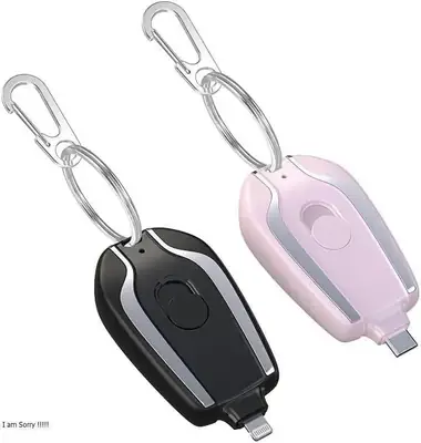USB-C Keychain Power Bank Black Pink Compact thumbnail 3