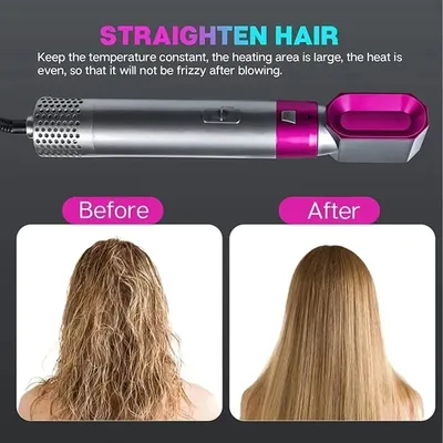 5-in-1 Hair Curler & Straightener Pink Silver ABS thumbnail 2