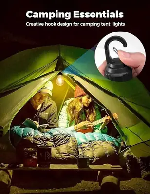Rechargeable Edison Camping Lights Black ABS Weather Resistant thumbnail 5