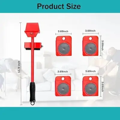 Heavy Duty Furniture Mover Tool Set Red Metal  thumbnail 4
