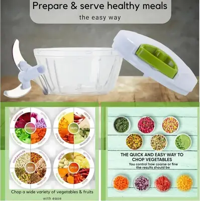 Spin Chopper 300ml ABS Plastic Multicolor Kitchen Essential thumbnail 7