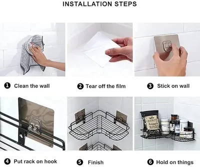 Stainless Steel Corner Bathroom Shelve Black thumbnail 2