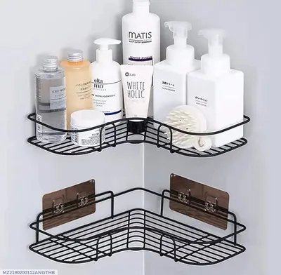 Stainless Steel Corner Bathroom Shelf Black