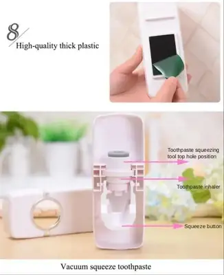 Touch-Free Toothpaste Dispenser with Wall Brush Holder Silver ABS thumbnail 2