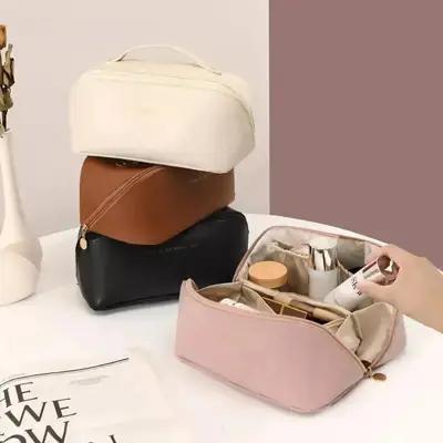Multicolor Leather Makeup Pouch for Women