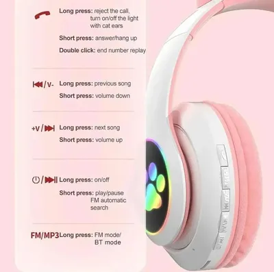 Cat Ear LED Headphones Multicolor ABS for Teens Young Adults thumbnail 5