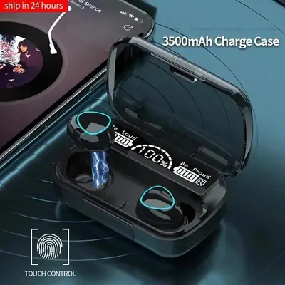 9D Hifi Sound Black LED Display Earbuds 2000mAh Power Bank thumbnail 5