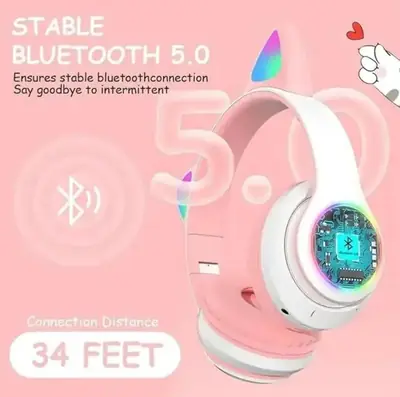 Cat Ear LED Headphones Multicolor ABS for Teens Young Adults thumbnail 3
