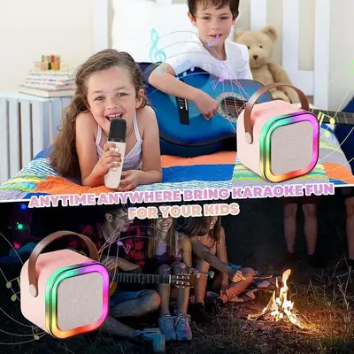 Portable LED Speaker Pink with 2 Microphones for Parties & Commutes thumbnail 6