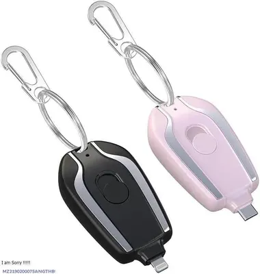 USB-C Keychain Power Bank Black Pink Compact