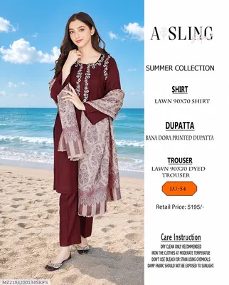 3 Pcs Women's Unstitched Embroidered Suit