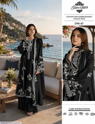 3 Pcs Women's Unstitched Embroidered Suit