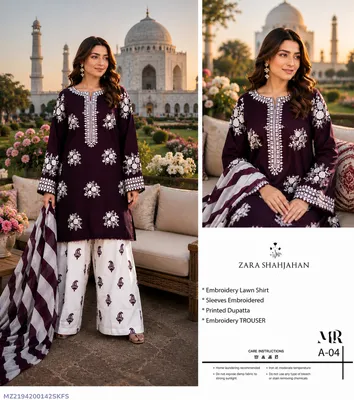 3 Pcs Women's Unstitched Embroidered Suit thumbnail 1
