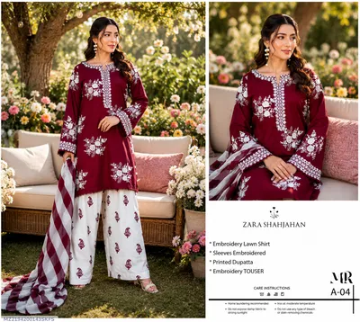 3 Pcs Women's Unstitched Embroidered Suit
