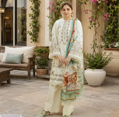 3 Pcs Women's Unstitched Embroidered Suit