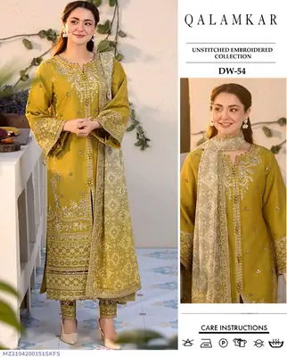 3 Pcs Women's Unstitched Embroidered Suit