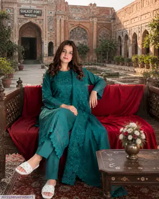 3 Pcs Women's Unstitched Embroidered Suit