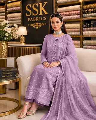 3 Pcs Women's Unstitched Embroidered Suit thumbnail 1