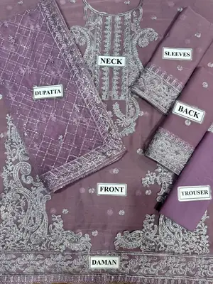 3 Pcs Women's Unstitched Embroidered Suit thumbnail 2