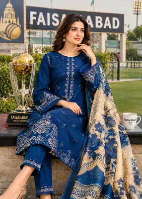 3 Pcs Women's Unstitched Embroidered Suit