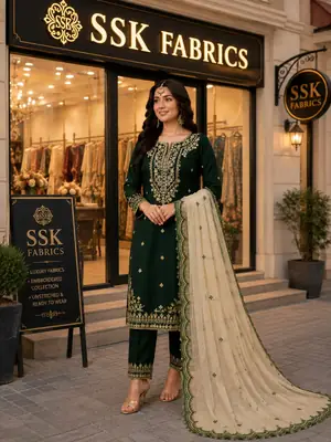 3 Pcs Women's Unstitched Embroidered Suit