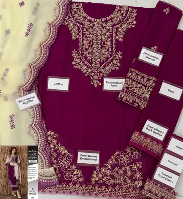 3 Pcs Women's Unstitched Embroidered Suit thumbnail 2