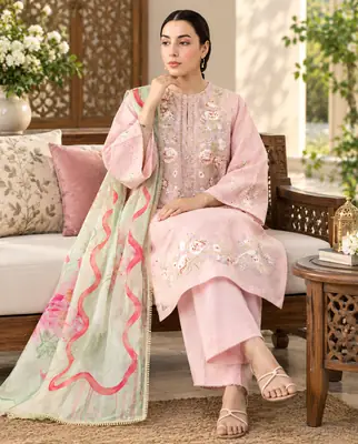 3 Pcs Women's Unstitched Embroidered Suit