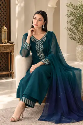 3 Pcs Women's Unstitched Embroidered Suit