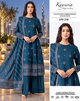 3 Pcs Women's Unstitched Embroidered Suit