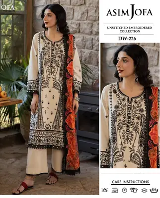 3 Pcs Women's Unstitched Embroidered Suit