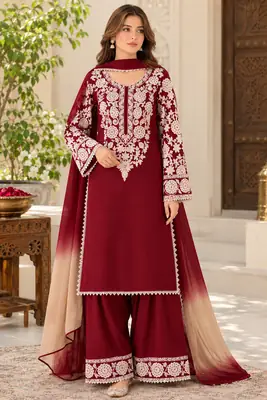 3 Pcs Women's Unstitched Embroidered Suit