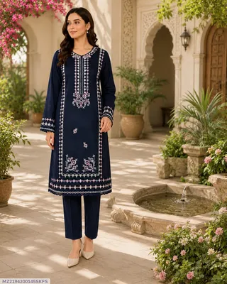 2 Pcs Women's Unstitched Embroidered Suit