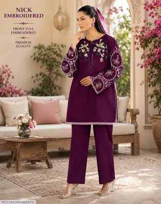 2 Pcs Women's Unstitched Embroidered Suit