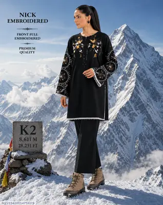 2 Pcs Women's Unstitched Embroidered Suit