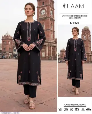 2 Pcs Women's Unstitched Embroidered Suit