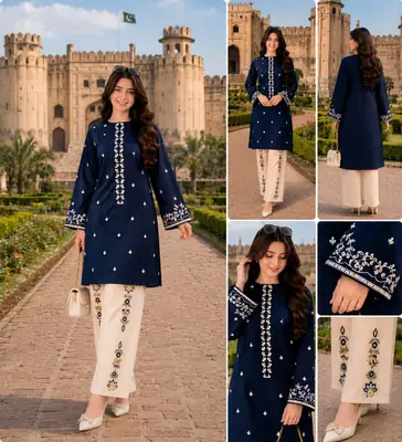 2 Pcs Women's Unstitched Embroidered Suit