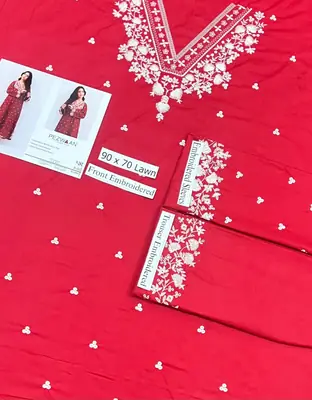 2 Pcs Women's Unstitched Embroidered Suit thumbnail 2