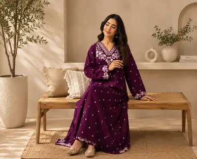 2 Pcs Women's Unstitched Embroidered Suit