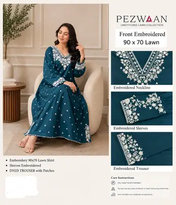 2 Pcs Women's Unstitched Embroidered Suit