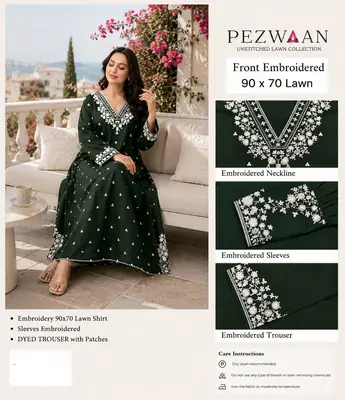 2 Pcs Women's Unstitched Embroidered Suit