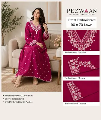 2 Pcs Women's Unstitched Embroidered Suit