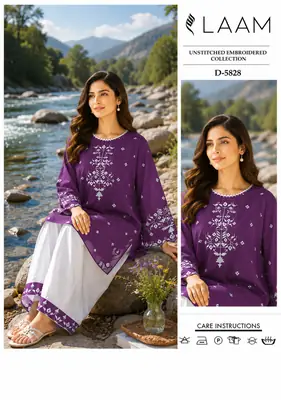 2 Pcs Women's Unstitched Embroidered Suit